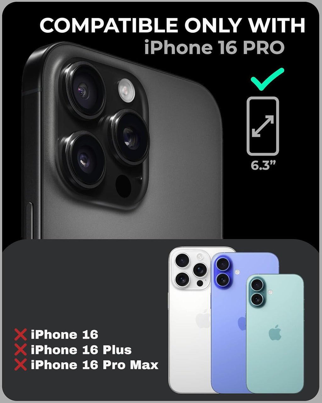 TORU CX Slim for iPhone 16 Pro Case Wallet | Protective Shockproof Heavy Duty Cover with Hidden Card Holder & Card Slot | Mirror & Wrist Strap Included - Flowers