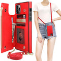 Bocasal Crossbody Wallet Case for iPhone 11 Pro Max with Card Holder,Zipper Card Slot Protector Shockproof Purse Cover with Removable Cross Body Strap 6.5 Inch(Red)