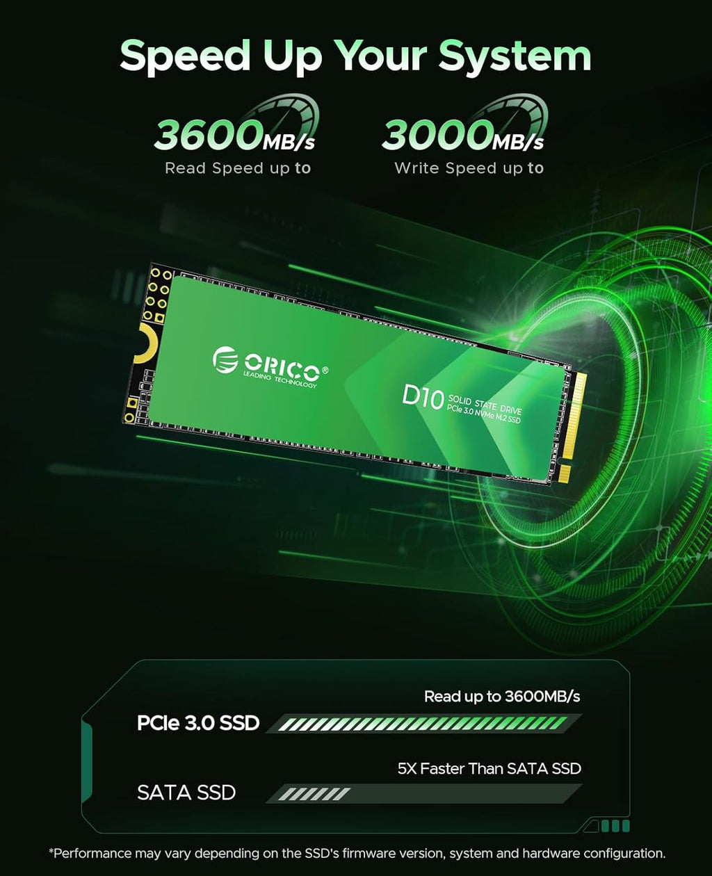 ORICO 2TB M.2 NVMe SSD, PCIe Gen3x4 2280 SSD - Up to 3600MB/s, Internal Solid State Drive with TLC NAND Flash, Compatible with Raspberry Pi 5 Desktop Laptop - D10