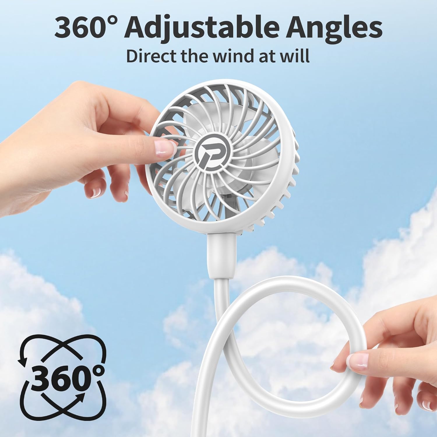 PANERGY Portable Neck Fan Rechargeable Hand Free Personal Fan Mini Wearable Battery Operated USB Fan for Men Women Kids Sport Work Travel