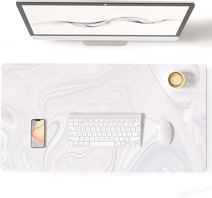 Colorful Star White Marble Large Mouse Pad, Waterproof Office Desk Mat by ColorfulStar