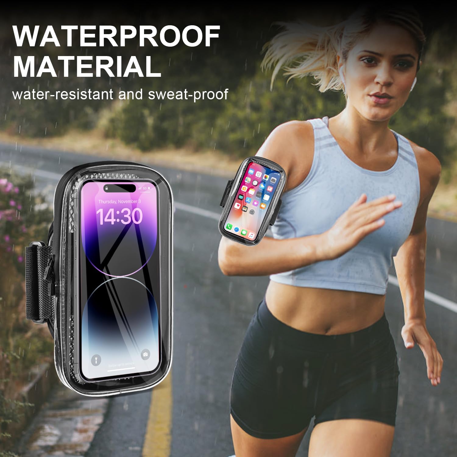 Phone Holder for Running, Armband for iPhone 16 15 14 13 Pro Max 12 11 Plus X Samsung Android Up to 6.9'', Universal Arm Bands Bag with Key Card Pocket for Exercise Walking Workout Fitness