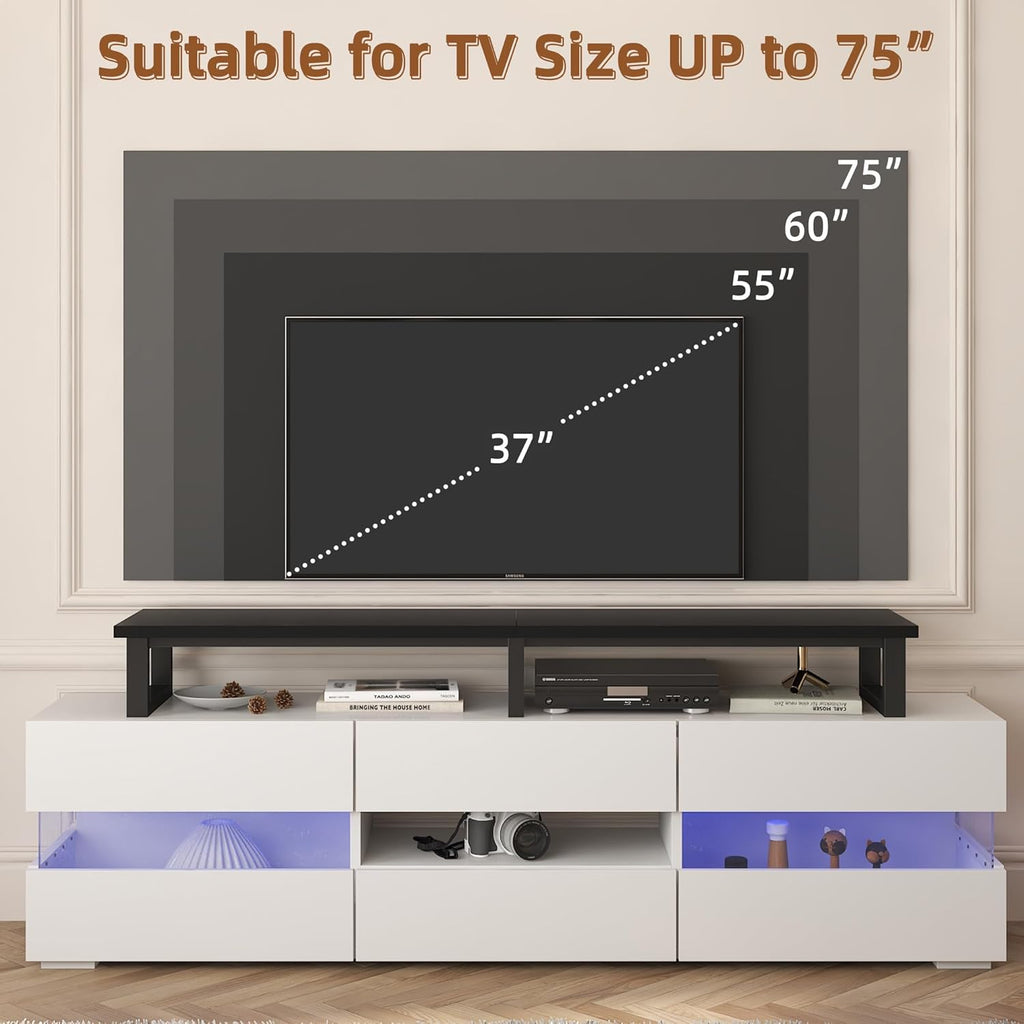 YAOHUOO 59" Large TV Riser for 32-75 inch TV, TV Riser Stand Shelf with Steel Legs, Tabletop TV Stand Riser for Home Office,Black