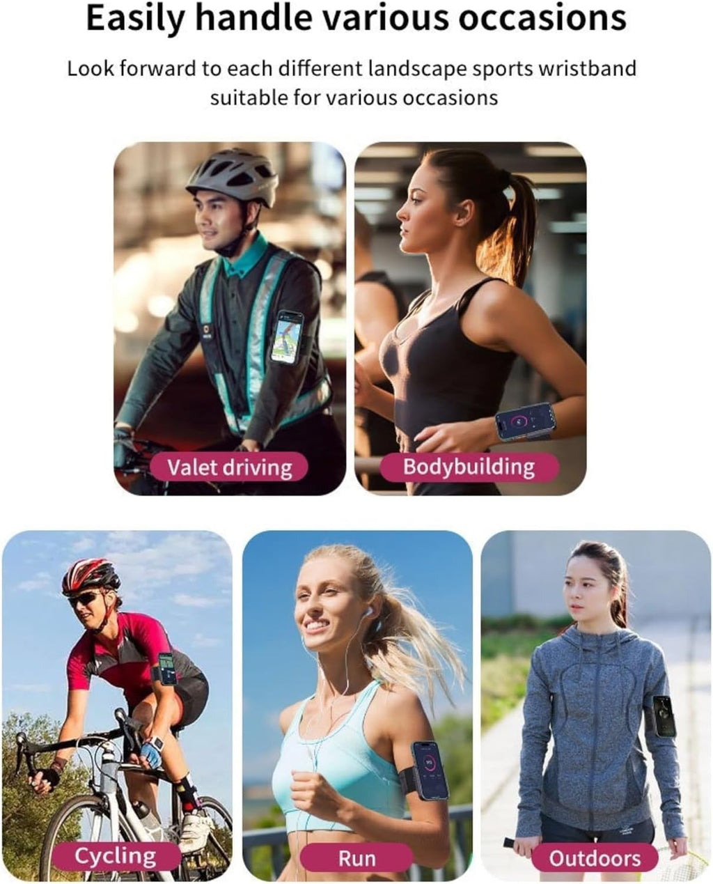 2-in-1 Wrist & Arm Phone Holder for Running/Cycling – 360° Swivel, Fits iPhone/Samsung 4.0-7.0 Inch Smartphones