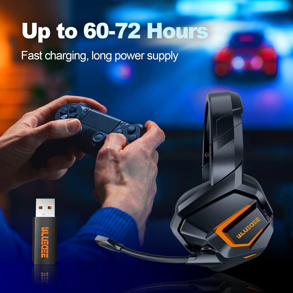 Wireless Gaming Headsets with Mic for PC PS4 PS5 PlayStation 4 5, Bluetooth USB Gamer Headphones with Noise Cancelling Microphone for Computer Laptop PC Mac