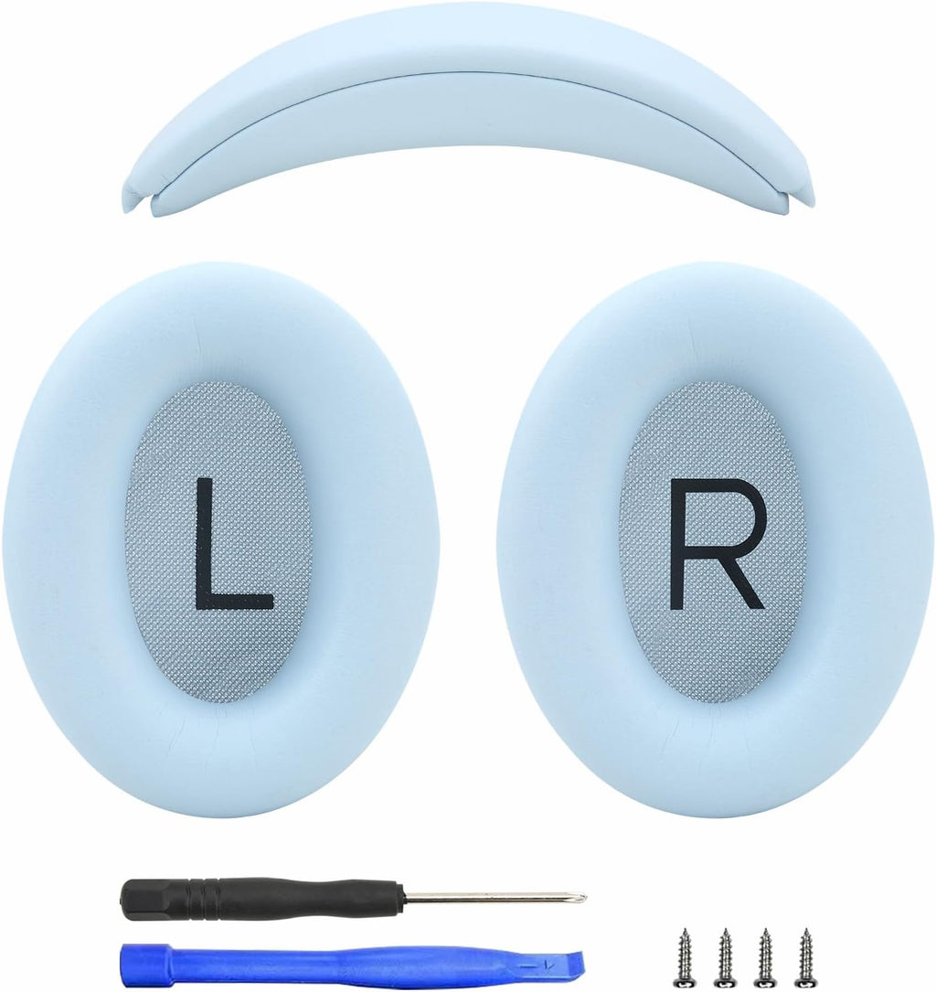 Earpads and Headband Cover Ear Muffs for Bose QC35 QC45 Headphones Accessories with Protein Leather& Memory Foam (Sky Blue)