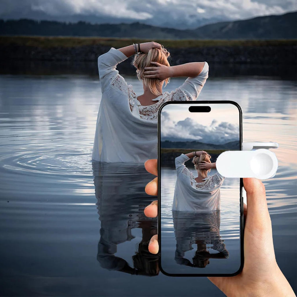 Mirror Effect Lens - Capture Stunning Reflections Instantly, Mirror for Phone to Use Back, Smartphone Camera Mirror Reflection Clip Kit, Reflection Mirror for Outdoor Travel Photography (White*2)