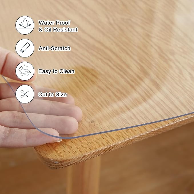 LovePads Clear Table Cover Protector, 46 x 66 Inch 2mm Thick Plastic Table Cover - Image 3