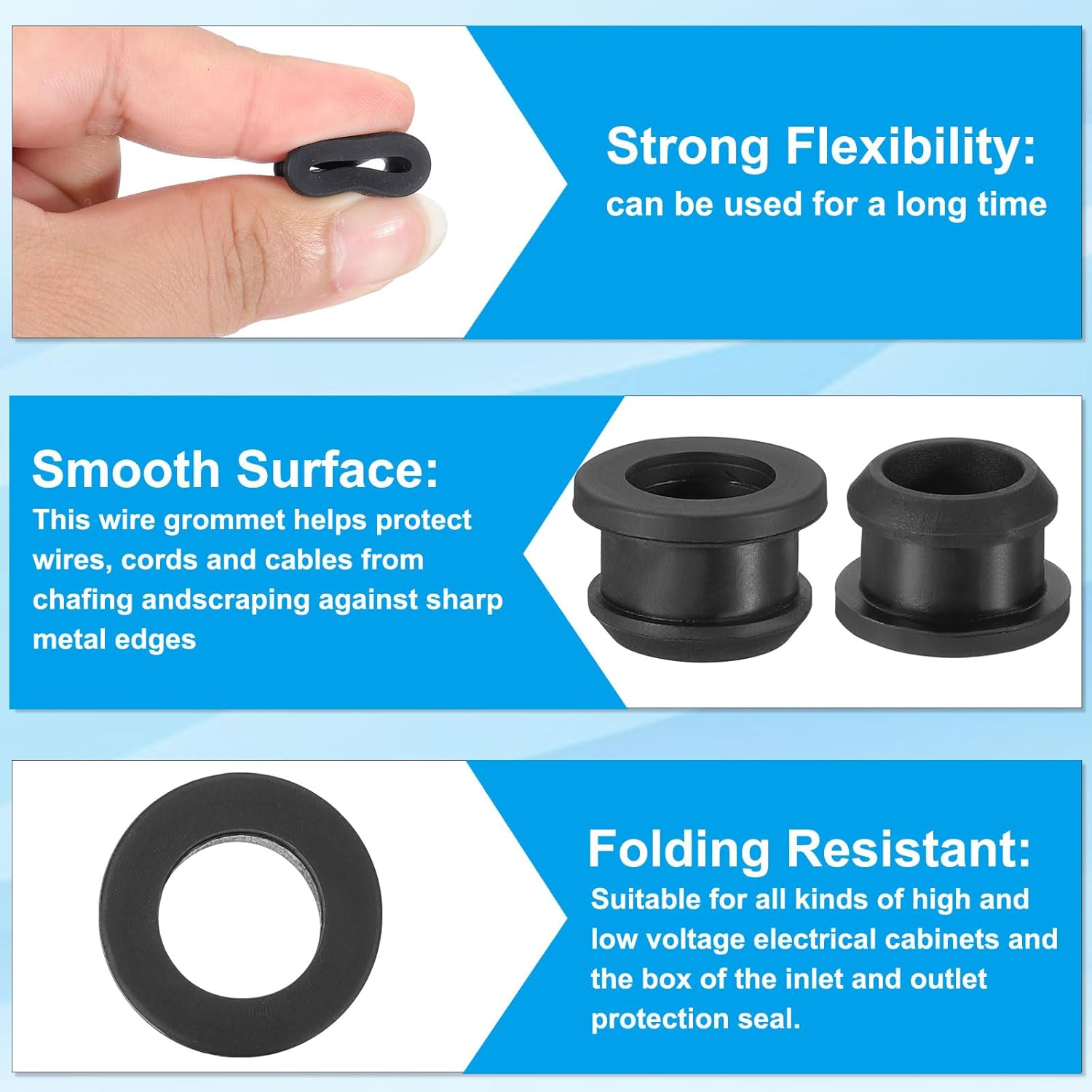 PATIKIL 13.5mm / 1/2 Inch Drill Hole,7/16 Inch ID Rubber Grommets, 12Pcs Top Hat Grommet for Wiring Eyelet Ring Gasket Automotive Firewall Cable Hole Plugs Wires Protection, Black