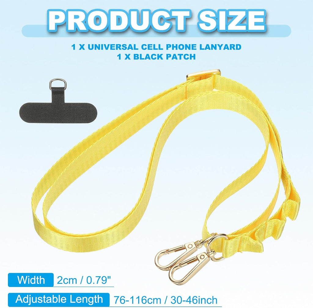 PATIKIL Universal Cell Phone Lanyard, Adjustable Crossbody Phone Strap Anti-Theft Polyester Neck Lanyard with Patches for Concerts Gym Travel Secure Hands-Free Carry, Yellow