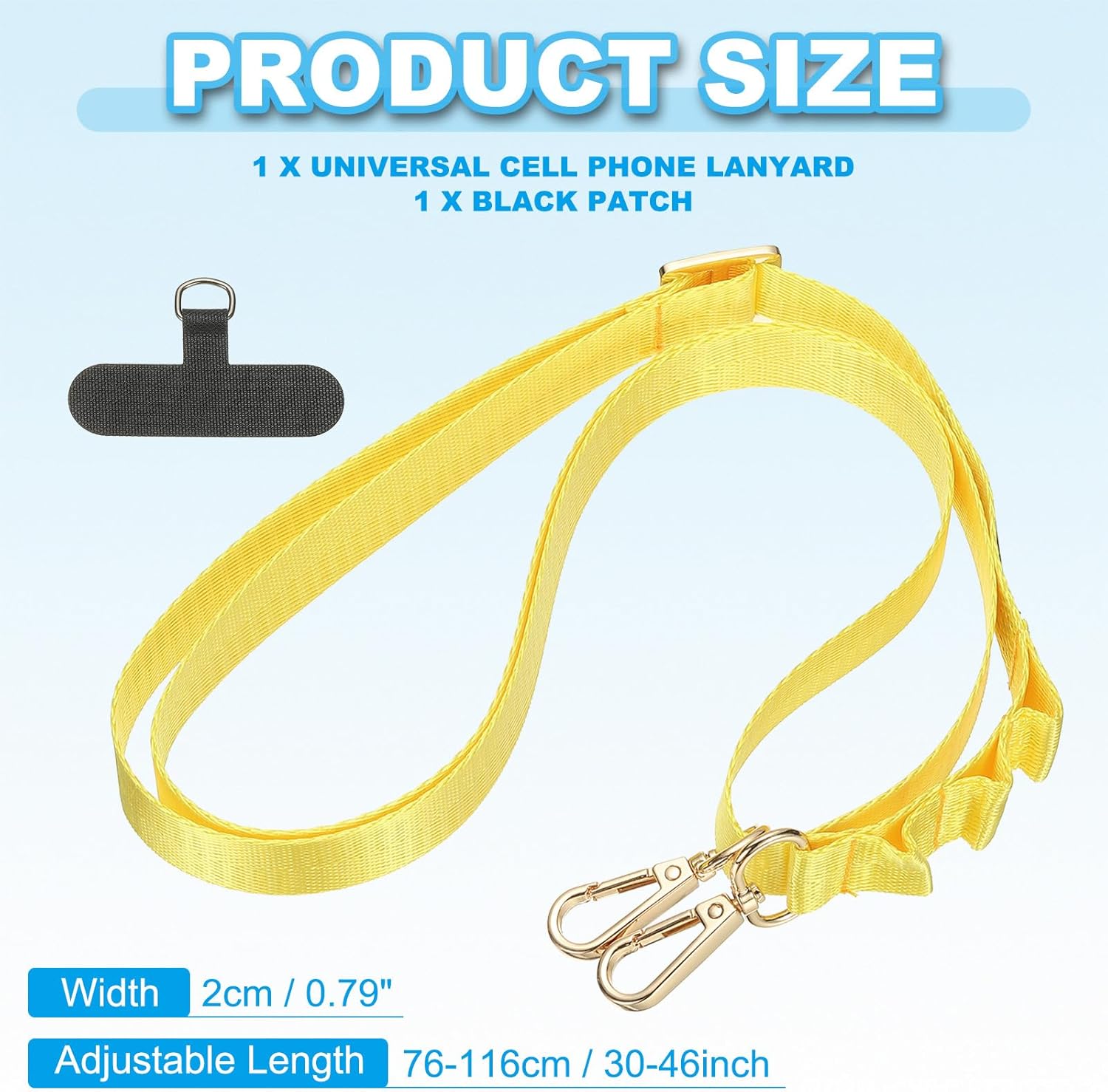 PATIKIL Universal Cell Phone Lanyard, Adjustable Crossbody Phone Strap Anti-Theft Polyester Neck Lanyard with Patches for Concerts Gym Travel Secure Hands-Free Carry, Yellow