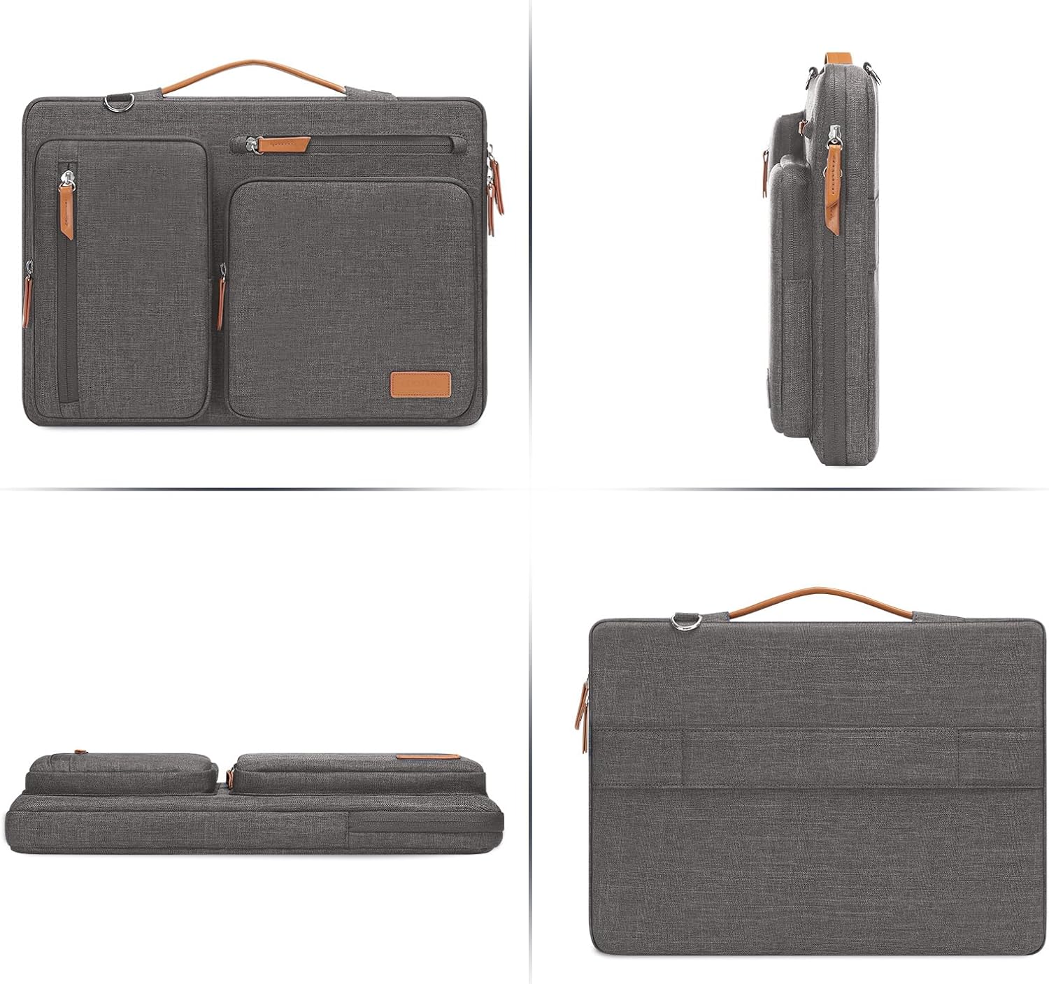 MOSISO 360 Protective Laptop Shoulder Bag,17-17.3 inch Computer Bag Compatible with MacBook, HP, Dell, Lenovo, Asus Notebook,Side Open Messenger Bag with 4 Zipper Pockets&Handle, Taupe Gray
