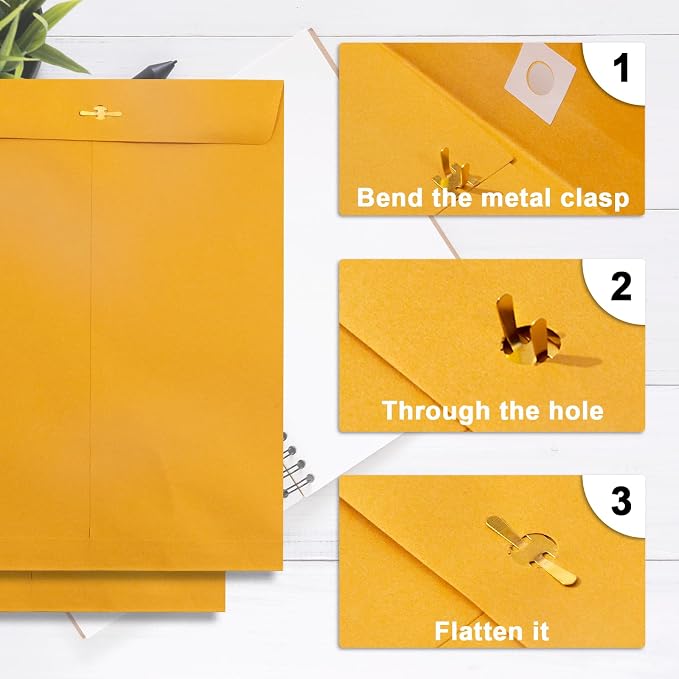 Clasp Envelopes 10x13, 100 Pack Goefun Brown Yellow Manilla Envelopes - Image 5
