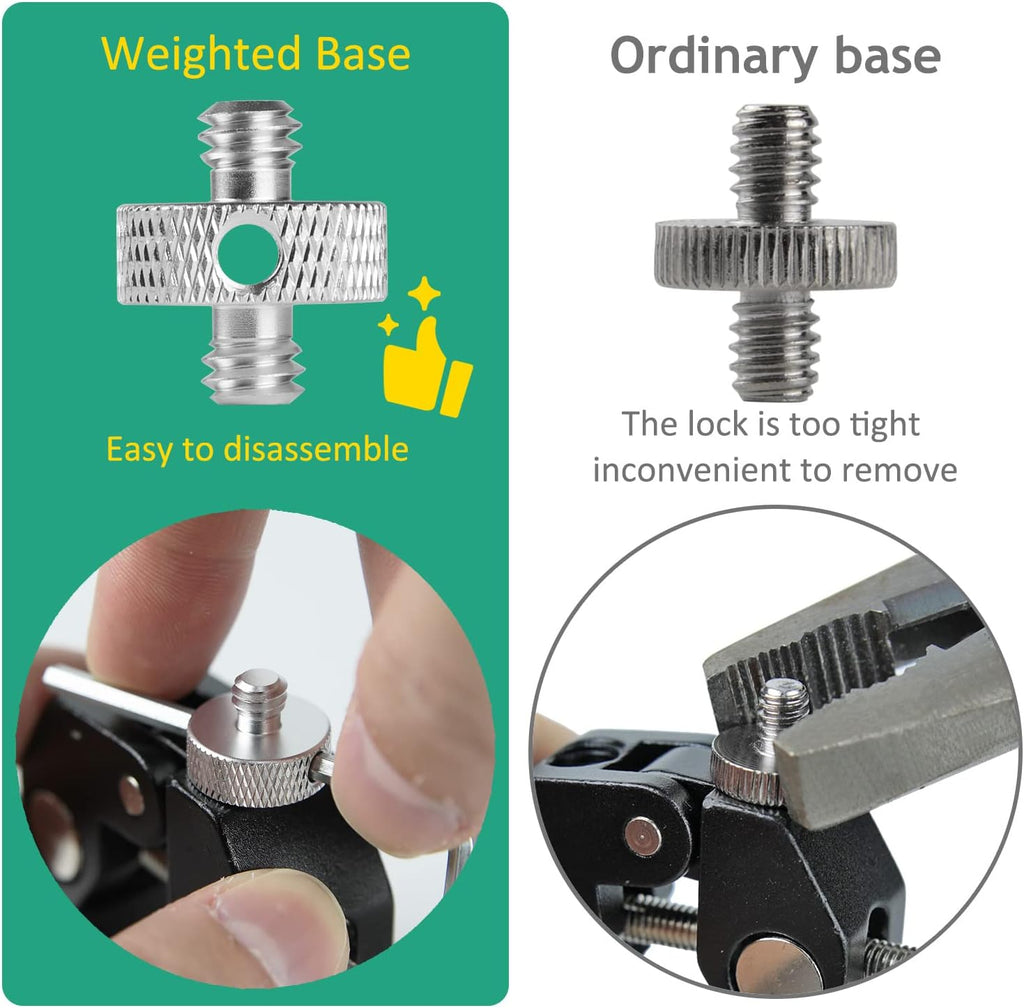 Camera Mount Screw 1/4" Male to 1/4" Male & 1/4" to 3/8" Tripod Screw Adapter with Hole 7 Pcs Set for Camera Tripod Mount Light Stand DSLR Equipped with Hex-L Key (Silver)