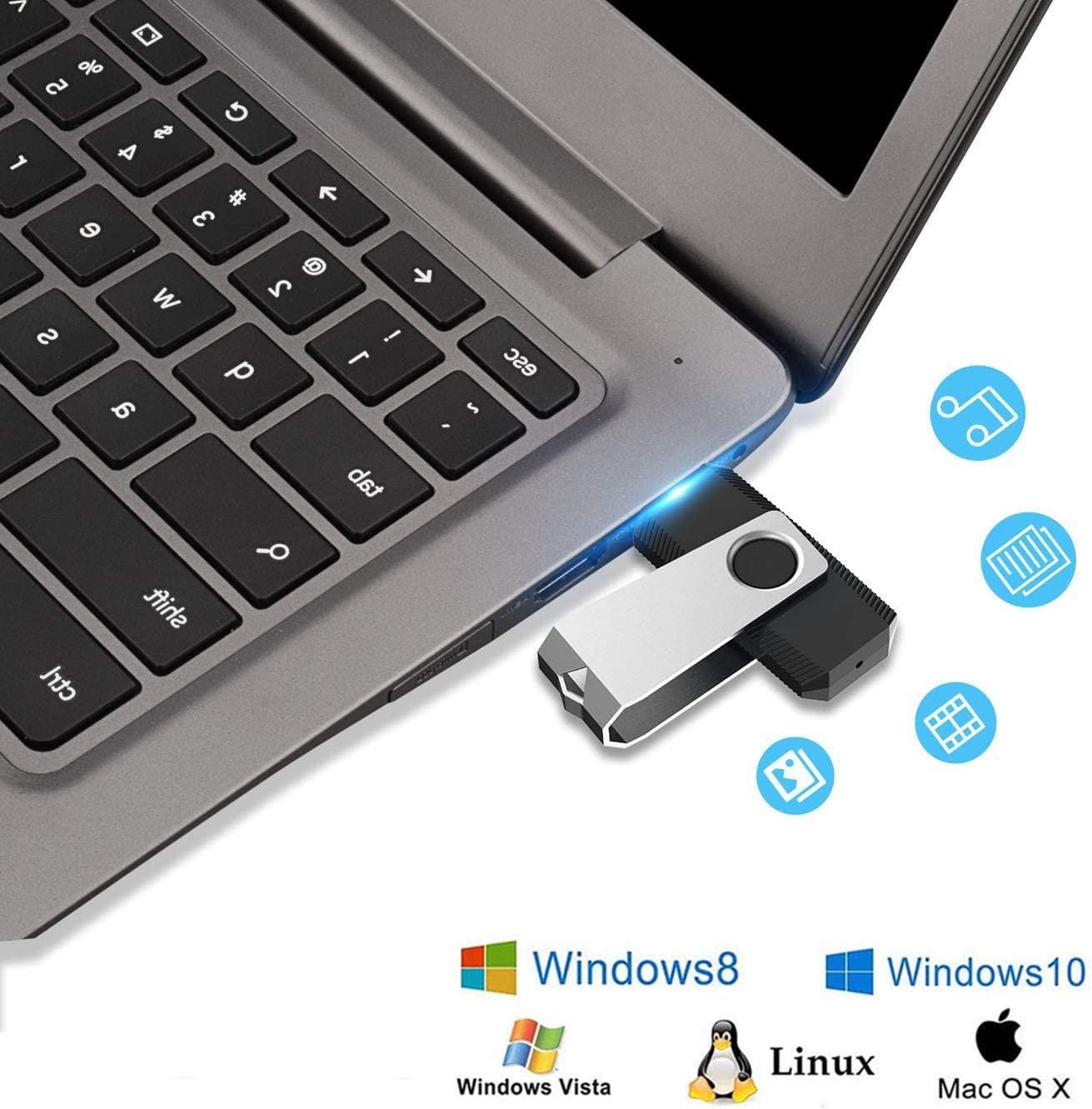 Aiibe 16 GB Flash Drive 10 Pack Bulk 16GB USB Flash Drives 2.0 USB Stick Thumb Drive USB Drive Pack, Black