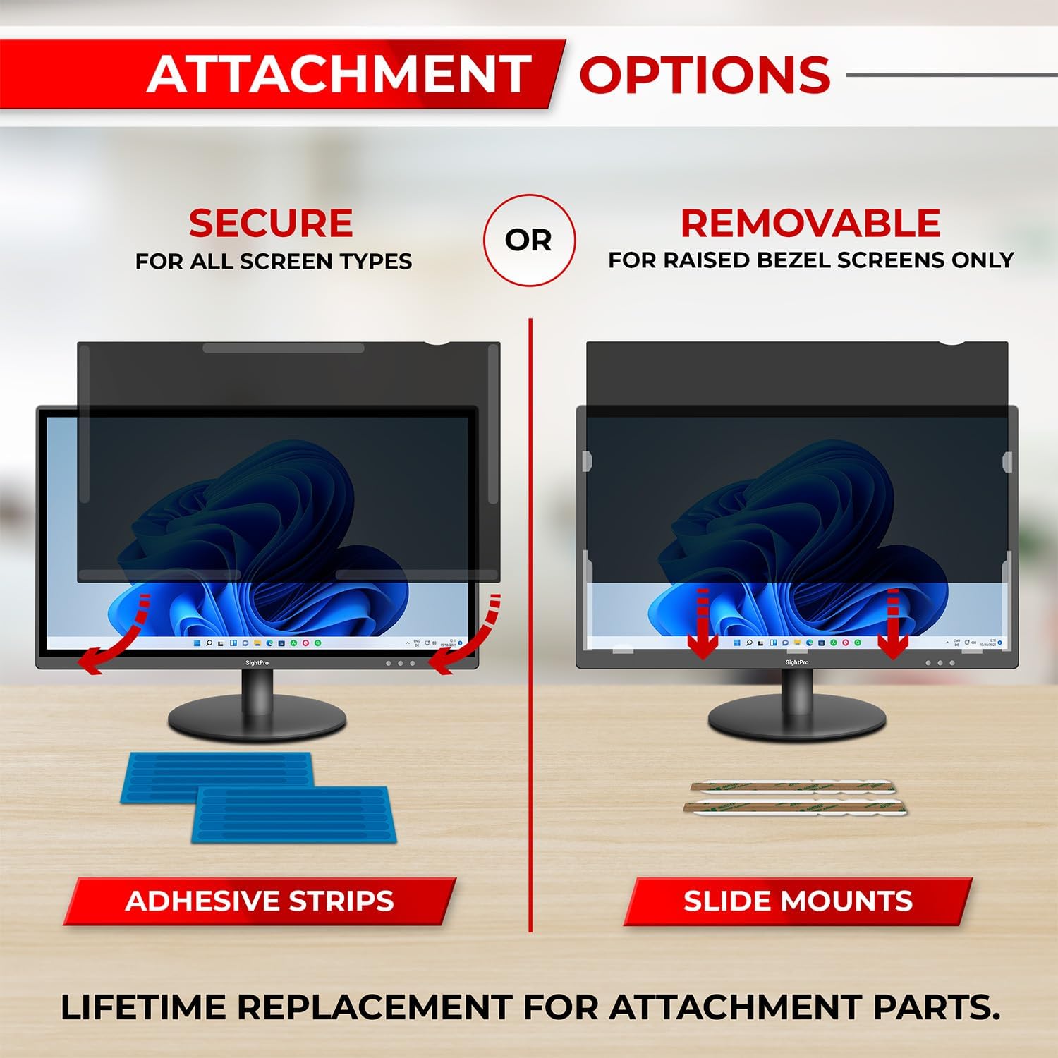 21.5 Inch 16:9 Computer Privacy Screen Filter for Monitor - Privacy Shield and Anti-Glare Protector