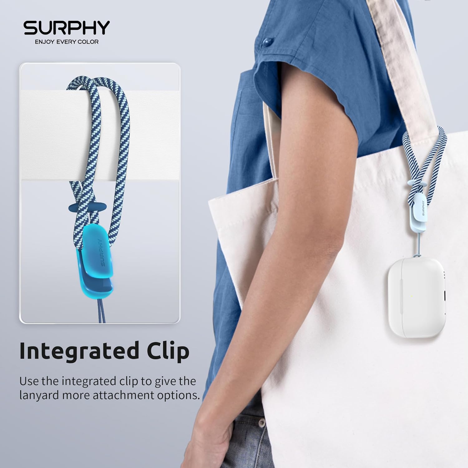 SURPHY 2 Pack Phone Lanyard for Cellphone Case, Phone Wrist Strap for Case, Cellphone Strap with 2-Color Braided, Charm Wrist Lanyard for Women and Men, Cloud Blue & Blue Jay