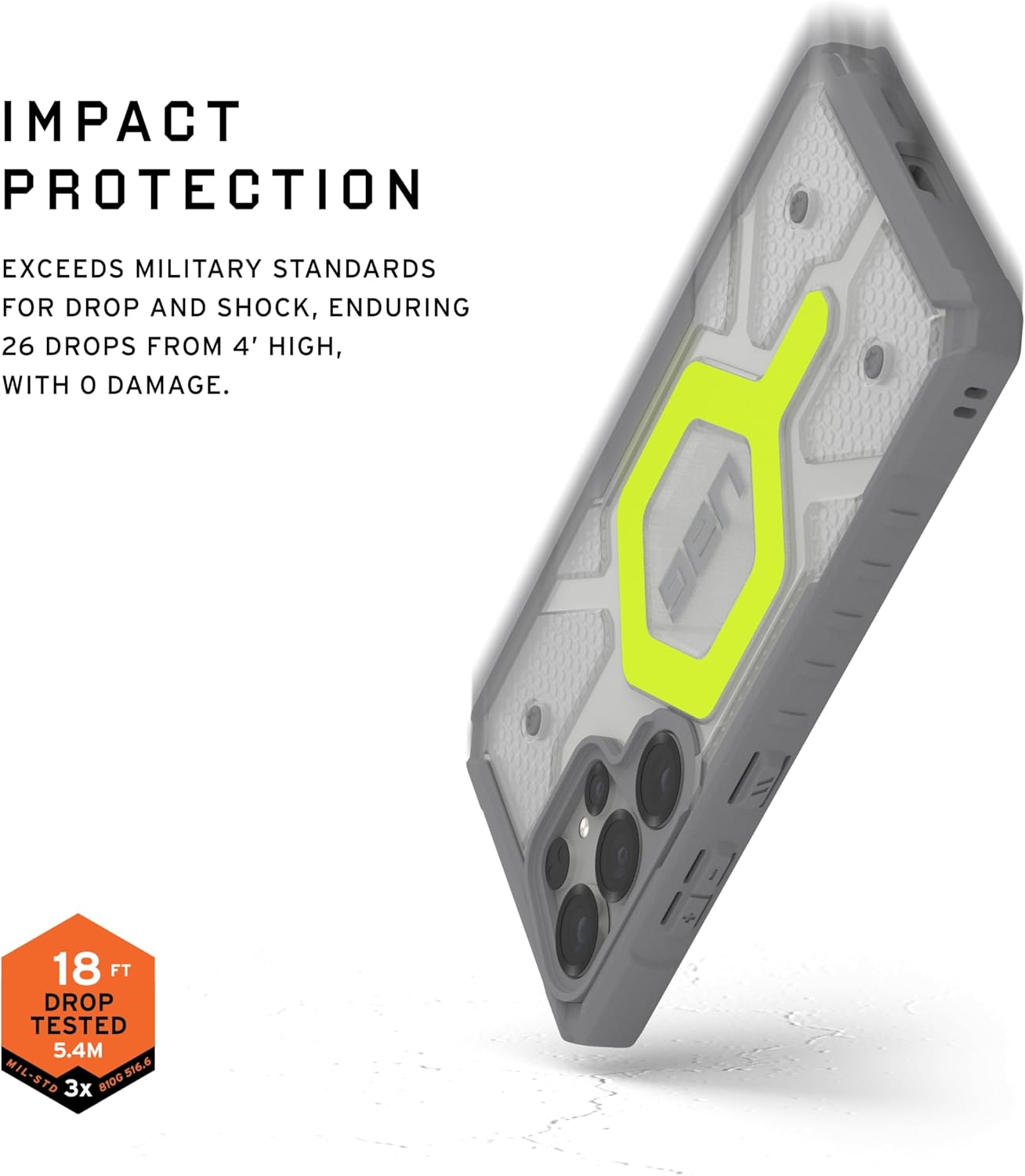 URBAN ARMOR GEAR UAG Designed for Samsung Galaxy S25 Ultra Case 6.9" Pathfinder Clear Bundle with Wrist Lanyard - Compatible with Magnetic Charging Luminous Glow in The Dark Cover, Active Neon