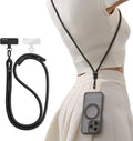TORRAS Phone Lanyard Crossbody with 2 Phone Tabs, Adjustable Anti Theft Phone Strap for All Phones, Premium Metal Buckles, Skin-Friendly, Universal Cell Phone Neck lanyard for Travel Essentials, Black