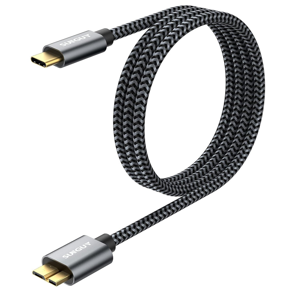 SUNGUY 10Gbps Micro B to USB C Hard Drive Cable 3FT, USB 3.1 USB C to Micro B, High-Speed External Hard Drive USB C Cable for iPhone 16 15 Pro/Pro Max, MacBook Pro/Air, WD Toshiba Westgate Seagate