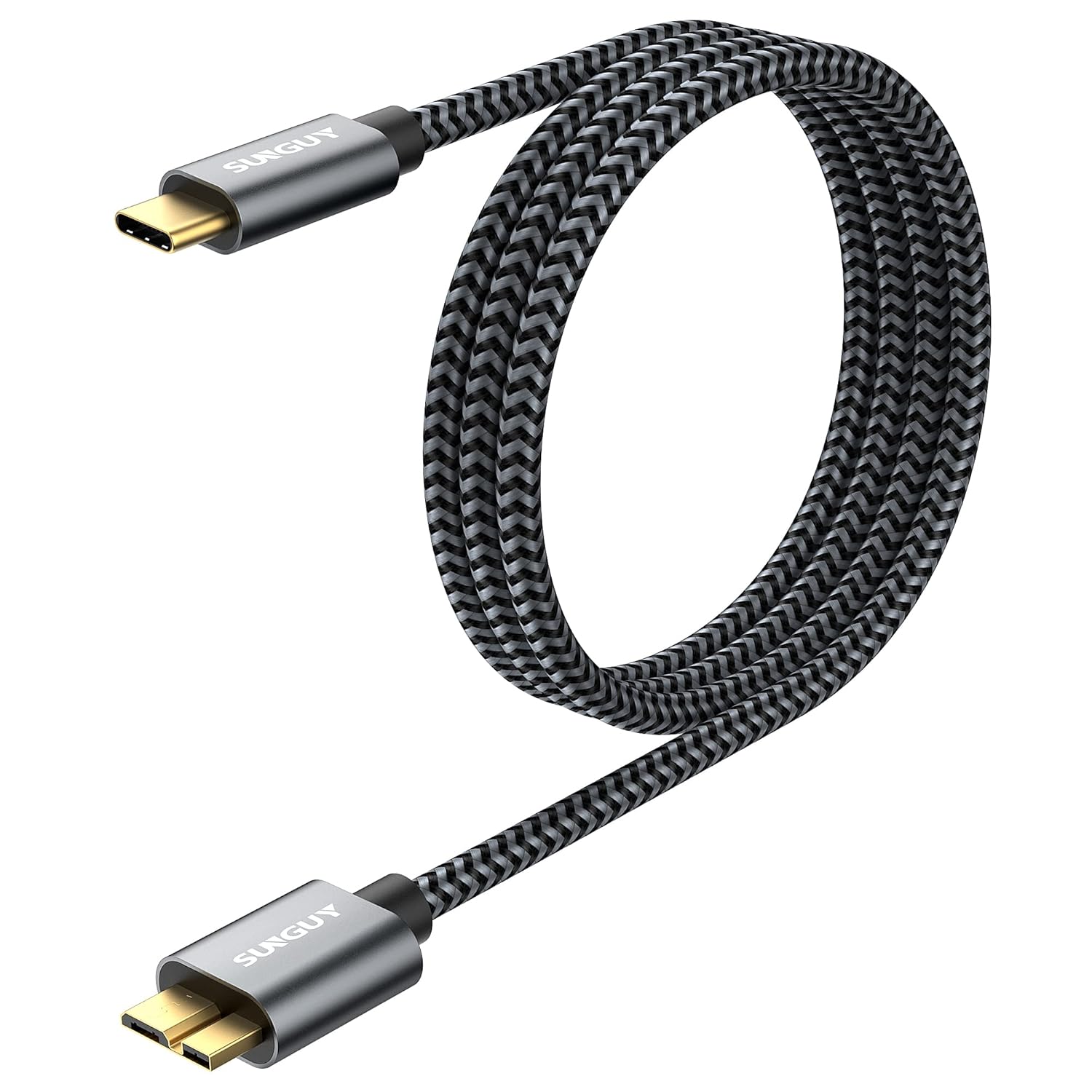 SUNGUY 10Gbps Micro B to USB C Hard Drive Cable 3FT, USB 3.1 USB C to Micro B, High-Speed External Hard Drive USB C Cable for iPhone 16 15 Pro/Pro Max, MacBook Pro/Air, WD Toshiba Westgate Seagate