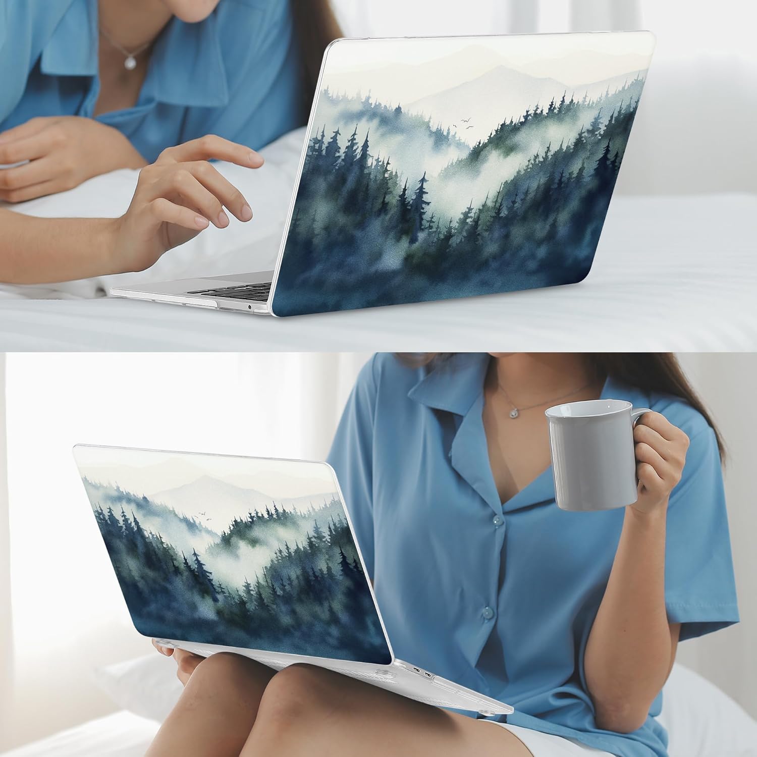 Mektron for MacBook Pro 13-inch Case 2022 2021 2020 Release A2338 M2 M1 A2289 A2251, Printed Plastic Hard Shell Cover for New MacBook Pro 13.3-inch Touch Bar Fits Touch ID，Misty Forest C133