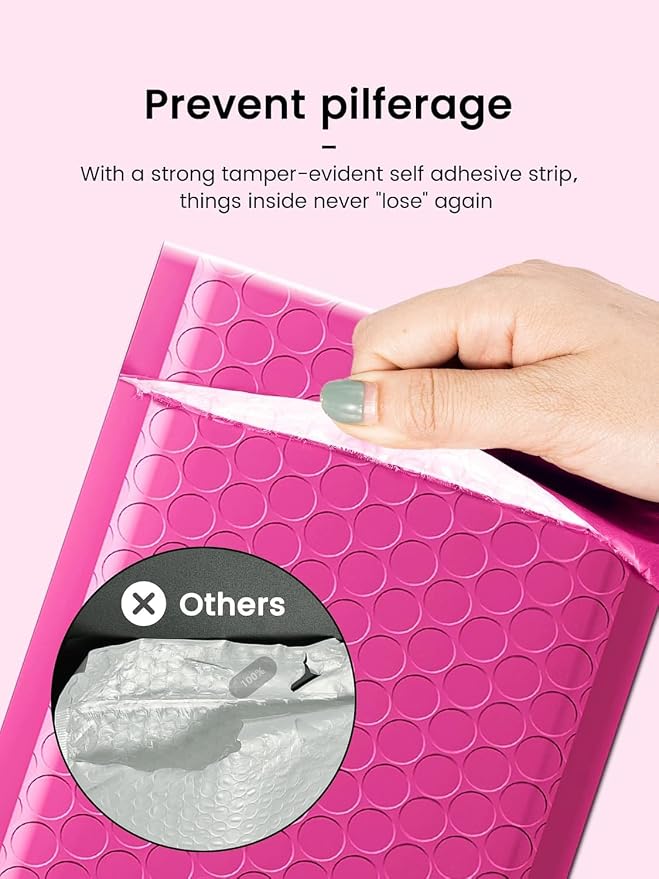 GSSUSA Pink Bubble Mailers 4x8 Inches 19200 Pack, Usable Size 4X7" Bubble - Image 4