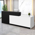 Reception Desk with Counter Modern Checkout Counter with Lockable Drawer Keyboard Tray Receptionist Desk for Office Salon Reception Table D Right 55inch/140cm