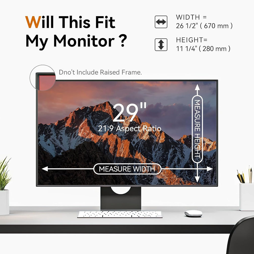 [2 Pack] 29 Inch Computer Privacy Screen for 21:9 Aspect Ratio Widescreen Monitor, Eye Protection Anti Glare Blue Light Computer Monitor Privacy Filter, Removable Anti-Scratch 29in Protector Film