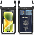 Waterproof Phone Pouch - 8.5in Waterproof Phone Case with Lanyard, IPX8 Cell Phone Dry Bag Beach Essentials for iPhone 16 15 14 Pro Max, Galaxy S25 S24 Ultra, 2 Pack