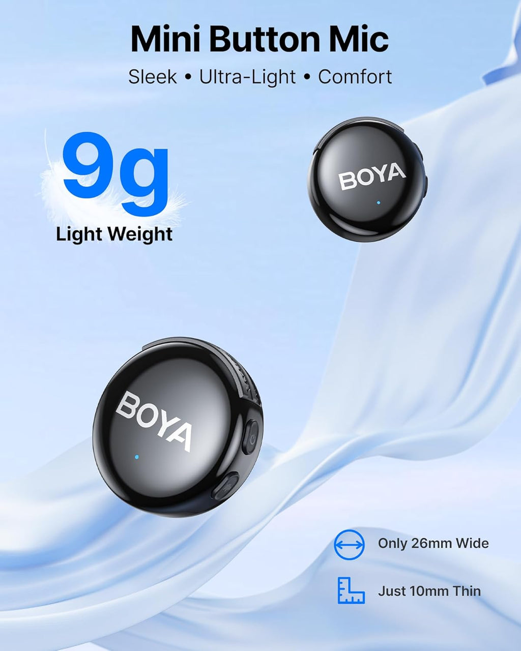 BOYA BOYALINK 3 Wireless Lavalier Microphone for iPhone/Android/Camera/PC/Tablets,AI Noise Cancellation,48kHz/24Bit Studio Sound,APP Control,984ft 30h Battery with Charging Case for Vlogging Interview