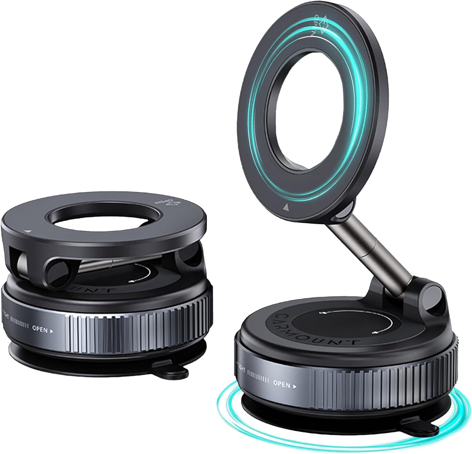 CARMOUNT Clutch–X One – Cell Phone Car Mount for iPhone – 360° Magnetic Phone Holder for Car, 96LBS Suction Cup Phone Mount for Car & Phone Holder for Desk, Metal Strut (Black)