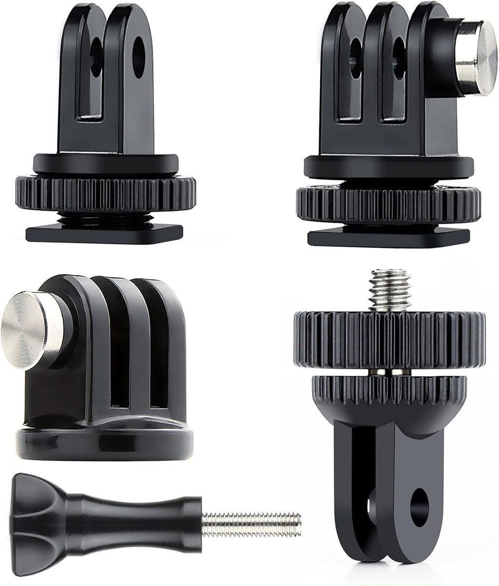 SOONSUN Tripod Mount Kit with 1/4"-20 Conversion Adapter and Cold Shoe Mount with 1/4" Thread, Compatible with GoPro Hero 13 12 11 10 9 8 7 6 5, DJI Osmo, AKASO, SJCAM, Insta360, DSLR Cameras