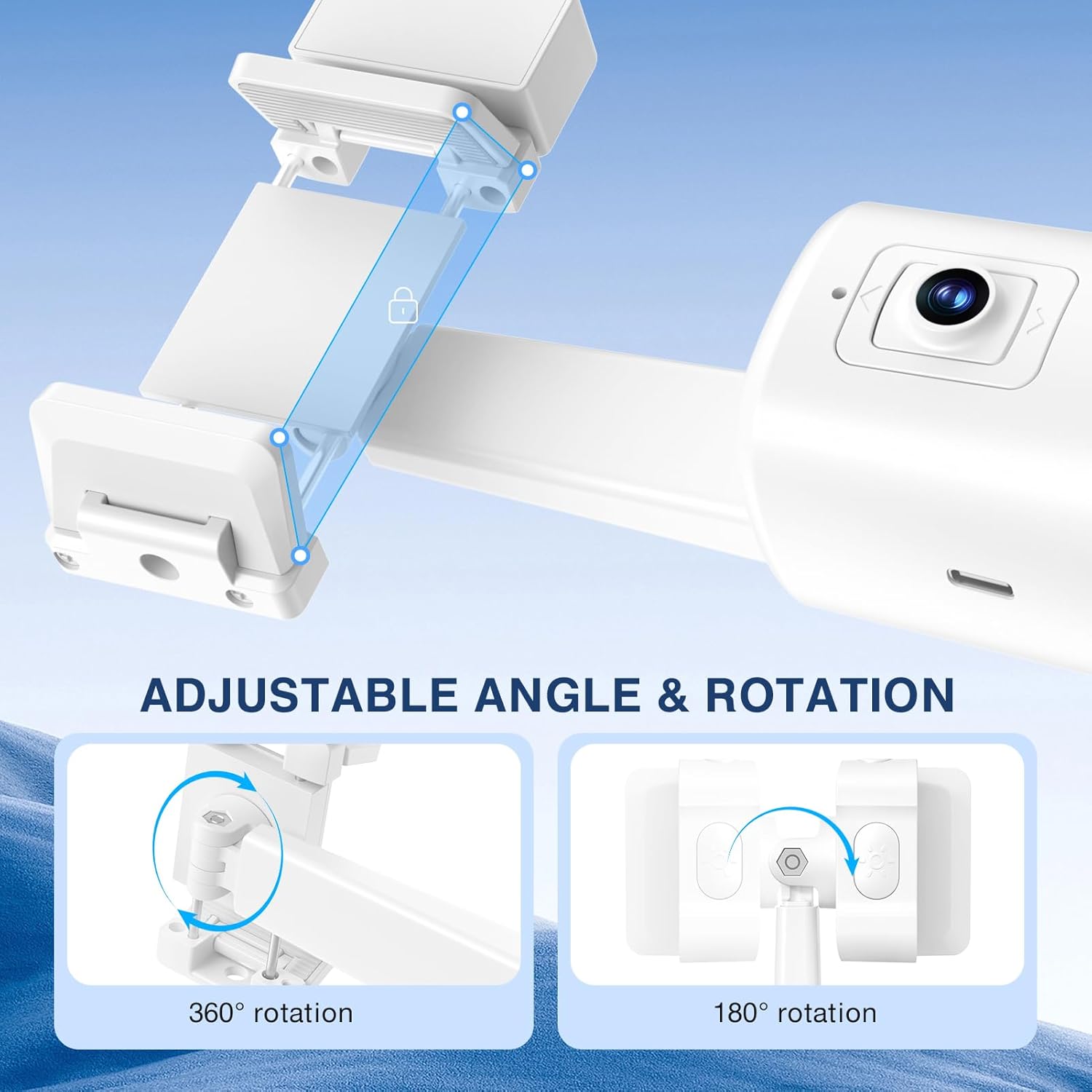Auto Face Tracking Tripod 360° Rotating Cell Phone Photo and Video Kits Stand, No App, Camera Stand with Remote and Gesture Control, Rechargeable Smart Shooting Stand for Live Recording Tiktok (White)