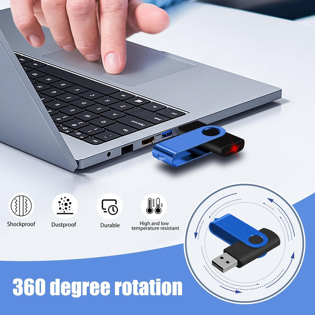 EASTBULL 8GB USB Flash Drive Bulk Thumb Drives 20 Pack with Lanyards USB 2.0 Memory Sticks Zip Drive Pen Drive for Storage and Backup Blue 20PCS 8GB