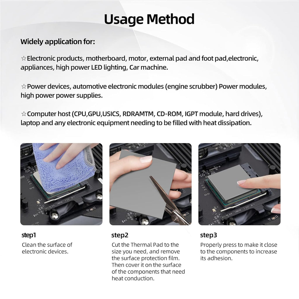 Maxtor Thermal Pad 14.8 W/mK, 85x45x3.0mm(3Pcs) Silicone Thermal Pads Non Conductive Heat-Sink Cooling Pad, Highly Efficient Heat Resistant Soft Pad for Laptop Heatsink/SSD/CPU/IC/LED Cooler