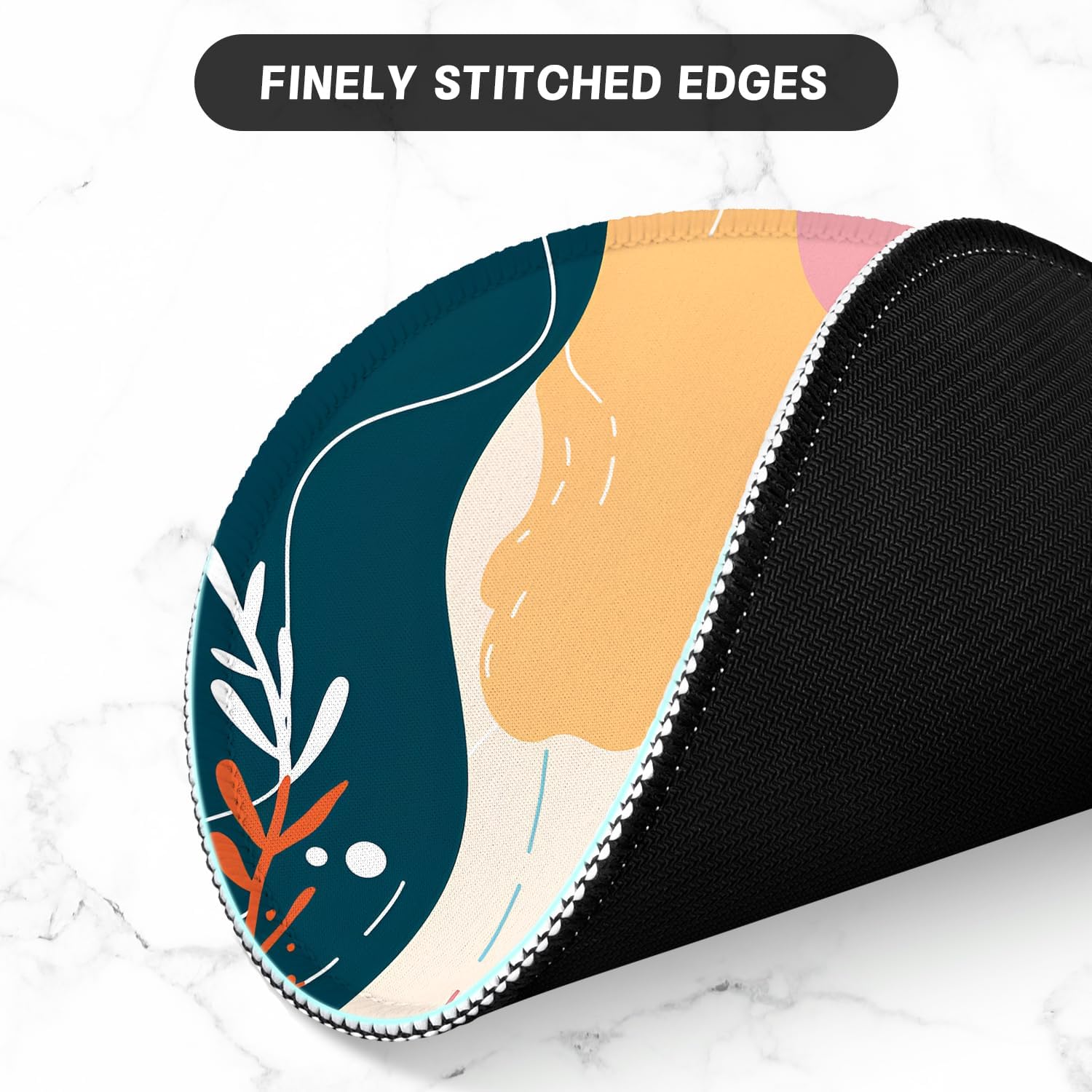 ITNRSIIET Round Mouse Pad with Stitched Edge Premium-Textured Waterproof Non-Slip Rubber Base Desktop Protection Mat Diameter 8.7 inches, Art Style Pattern