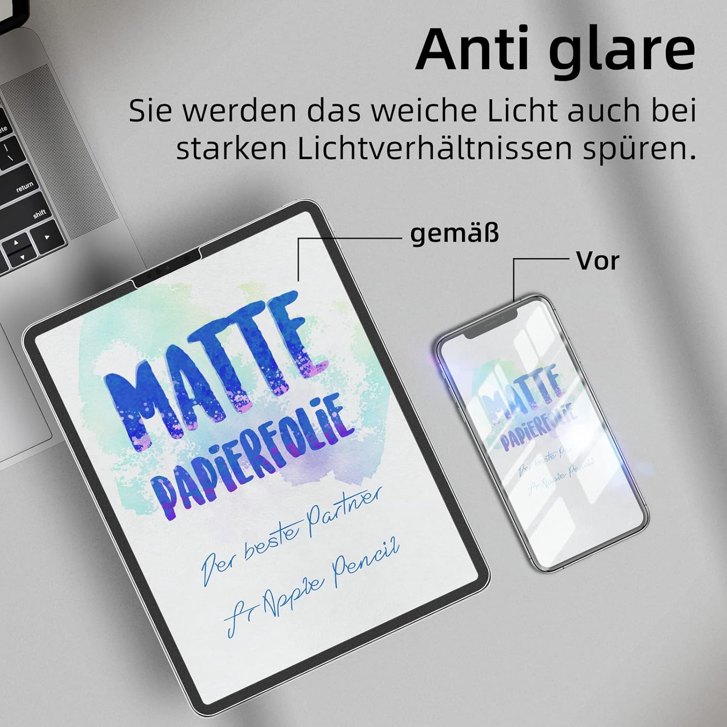 3 PACK Paper Screen Protector for iPad Pro 11 In (2022,2021,2020,2018)/iPad Air 5th (2022)/iPad Air 4th Gen (2020) 10.9, Matte Anti Glare Blue Light Filter PET Feel Shield, Bubble Free HD Texture Film
