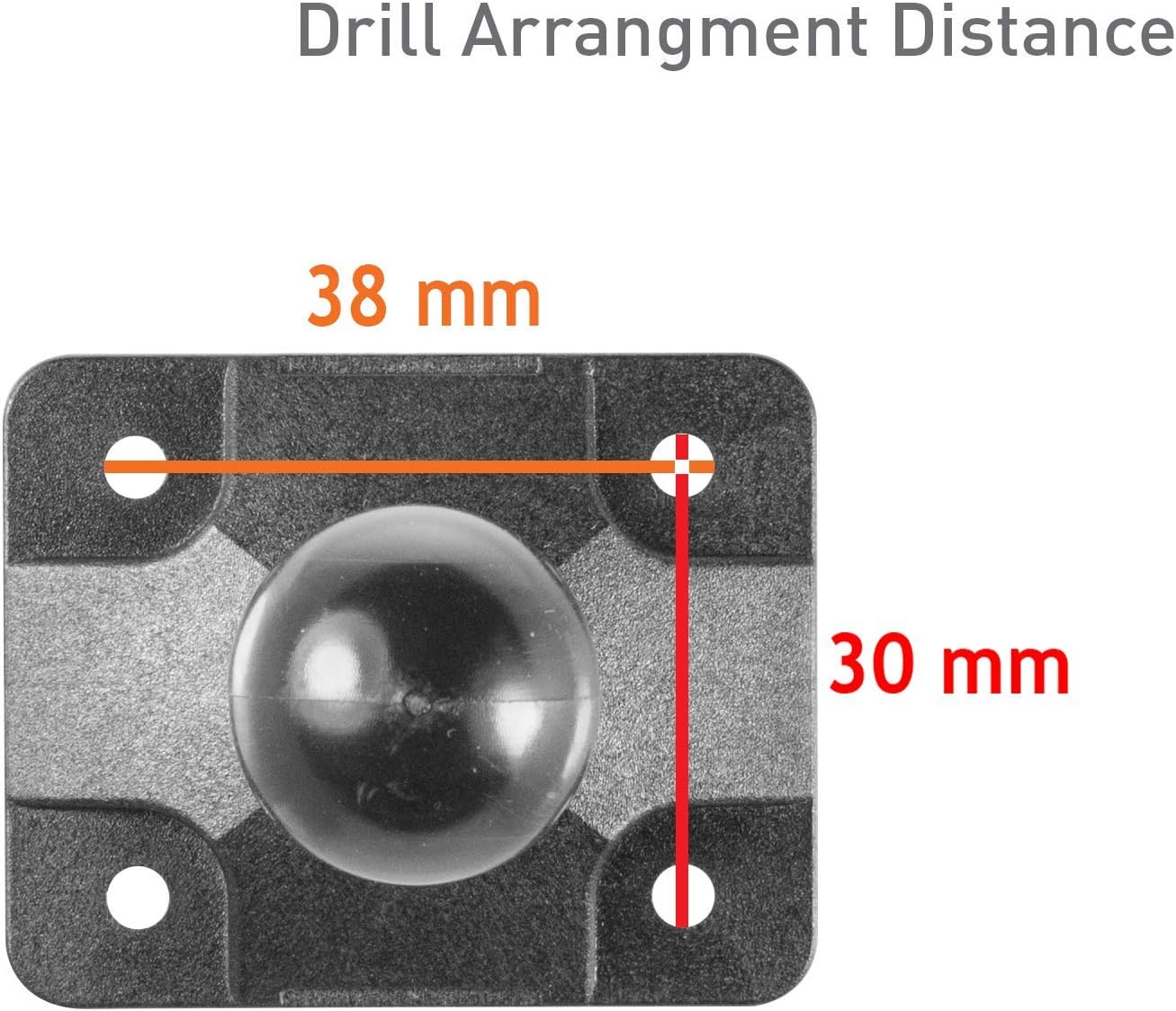 iBolt 25mm / 1 inch Composite AMPS Adapter Plate for Industry Standard Dual Ball Socket mounting arms,25mm Composite,IBPB-33880