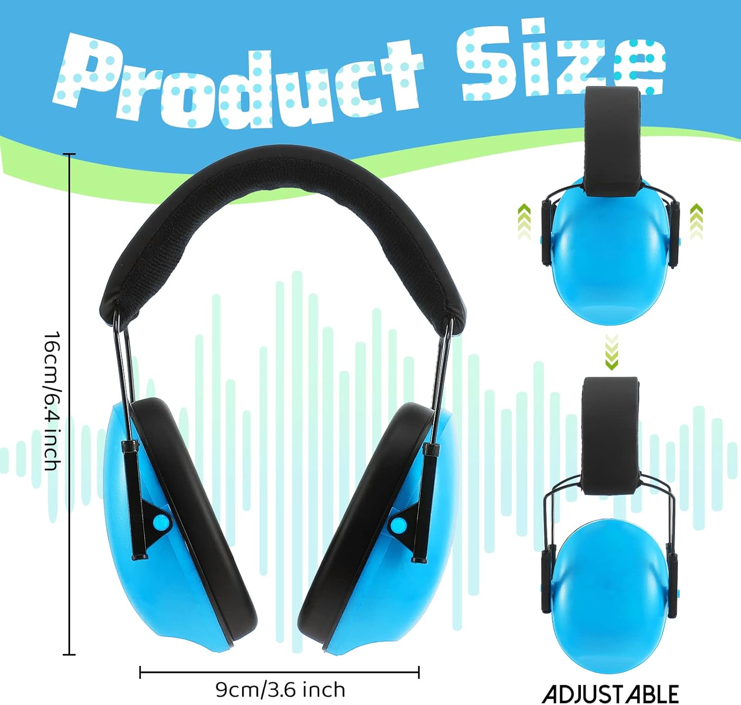 Amylove 12 Pcs Kids Ear Protection Noise Cancelling Headphones Ear Muffs Bulk 27db Adult Noise Reduction Hearing Earmuff(Universal Fit (kids & Adults),Classic Style,Blue Green Color)