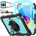 SEYMAC stock Case for iPad (A16) 11th/10th Generation 11''/10.9'' 2025/2022, Full-Body Drop Protection Case with Screen Protector &360° Rotate Hand Strap/Stand, Brightblue+Black