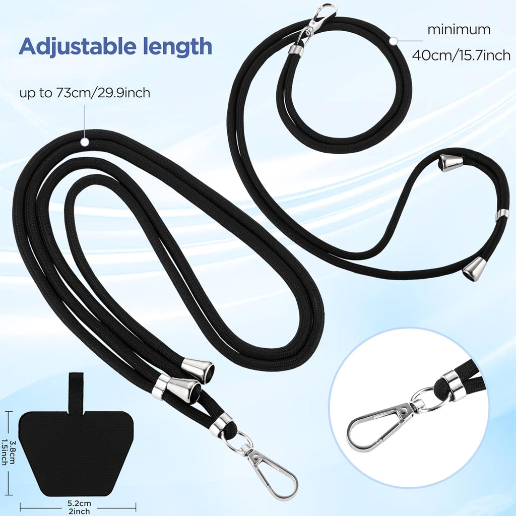 CACOE Phone Lanyard 2 Pcs-2 Pcs Adjustable Neck Strap, 4 Pcs Patches, Universal Crossbody Multifuctional Cell Phone Lanyards Compatible with Most Smartphones(Black+Dark Brown)