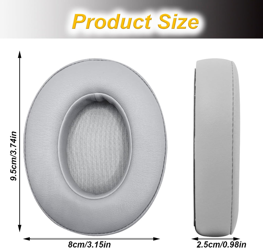 Replacement Ear Pads Cushions for Beats Studio（B0501、B0500），Beats Studio 2 & Studio 3 Wired & Wireless Headphones, Earpads with Soft Protein Leather, Noise Isolation Memory Foam - Grey