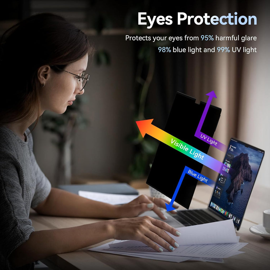 Privacy Screen Protector Compatible with MacBook Air M2 13.6 Inch (2022 Release), Easy On/Off Removable Anti Spy Blue Light Glare Shield Film Laptop Privacy Filter for Apple Mac Air 13" M2 (A2681)