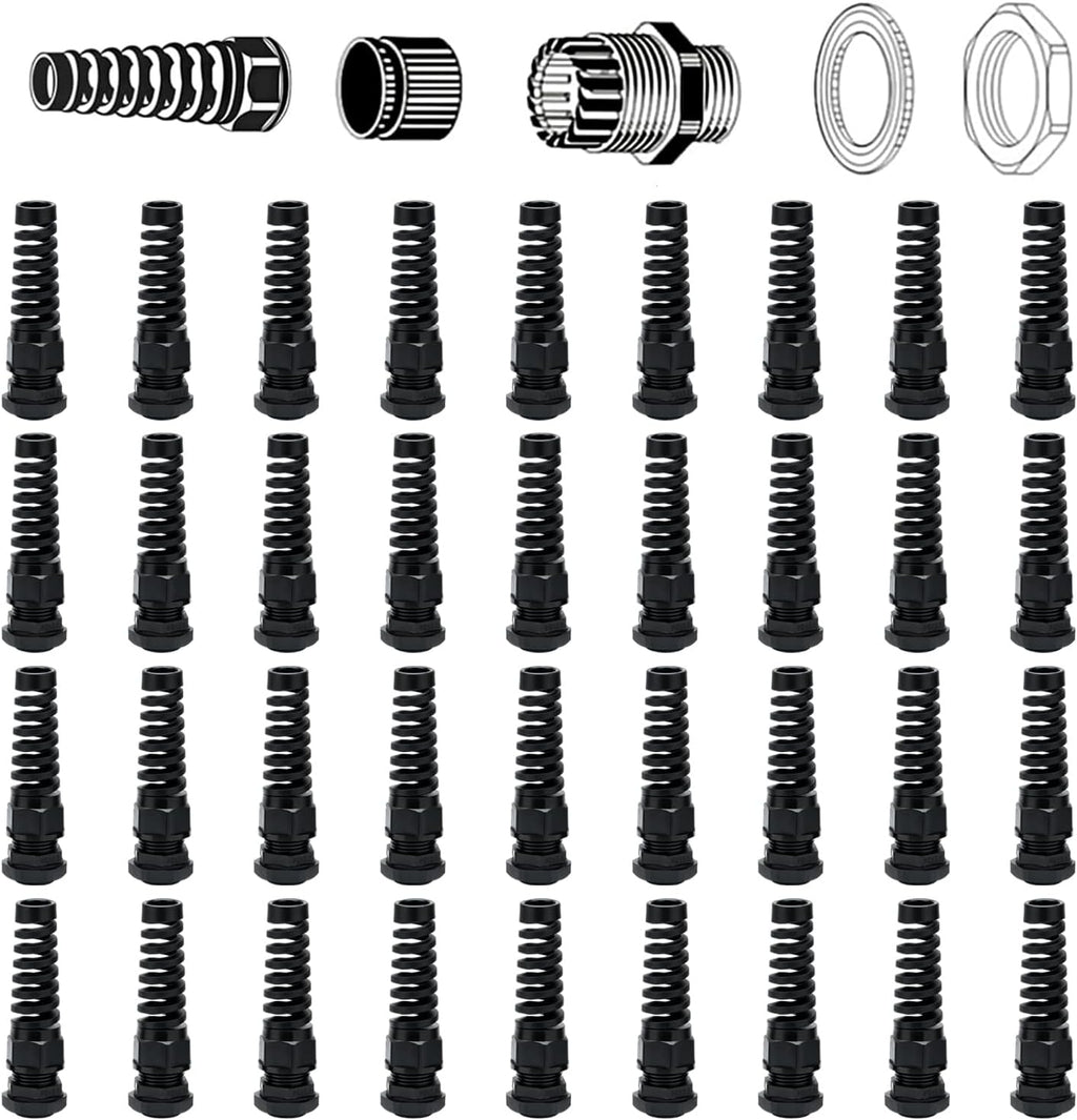 36 Pcs Waterproof Cable Gland,PG13.5(NPT 1/2) Thread(6-12mm), Suitable for Various,waterproof wire grommet Strain Relief Cord Connectors,Suitable for Various Electrical Installations"
