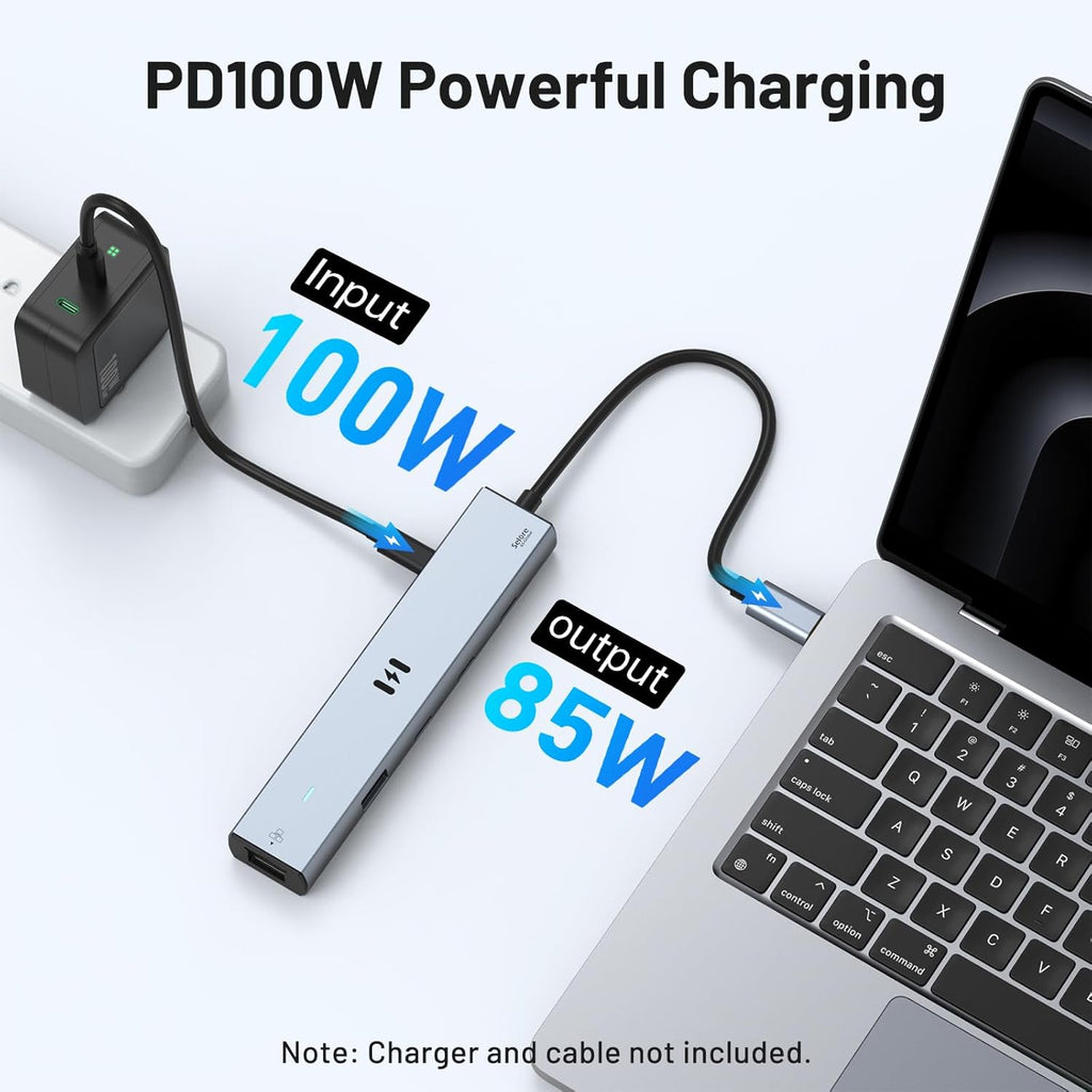 Selore 10Gbps USB C Hub Multiport Adapter, Ethernet Adapter with 4K@60Hz HDMI, Gigabit Ethernet, 3 USB C Ports, 100W PD, USBC Dongle for MacBook Pro Air, iPad, HP, Dell, etc