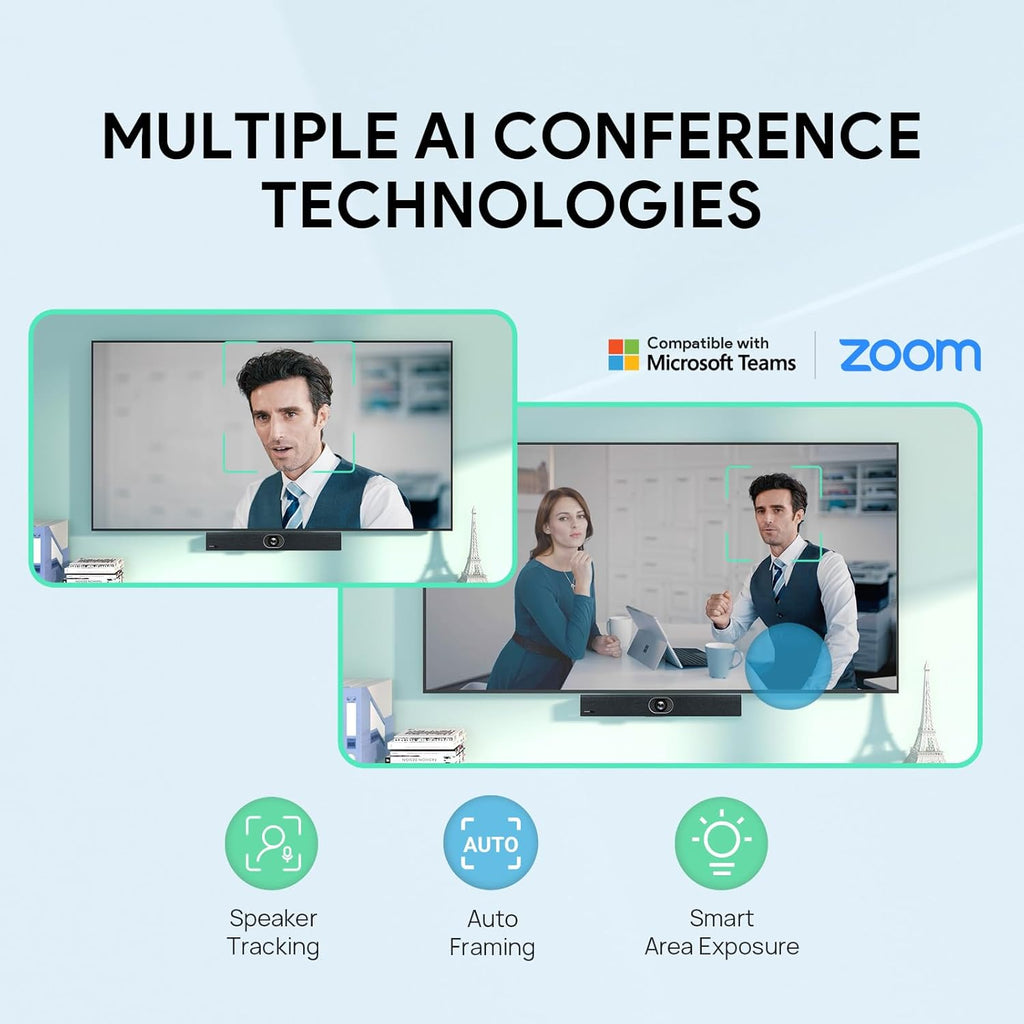 Yealink UVC40 E2 USB Conference Room Camera System 4K Video Conference Camera 120° Wide-Angle Lens 8 Microphone 5W High-Fidelity Speaker Auto Framing Speaker Tracking Compatible with Microsoft, Zoom