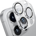 WSKEN for iPhone 16 Pro/iPhone 16 Pro Max Camera Lens Protector, [Military Grade Shatterproof] [Strong Adsorption] Metal Aluminum Alloy Tempered Glass Camera Screen Protector, Glitter