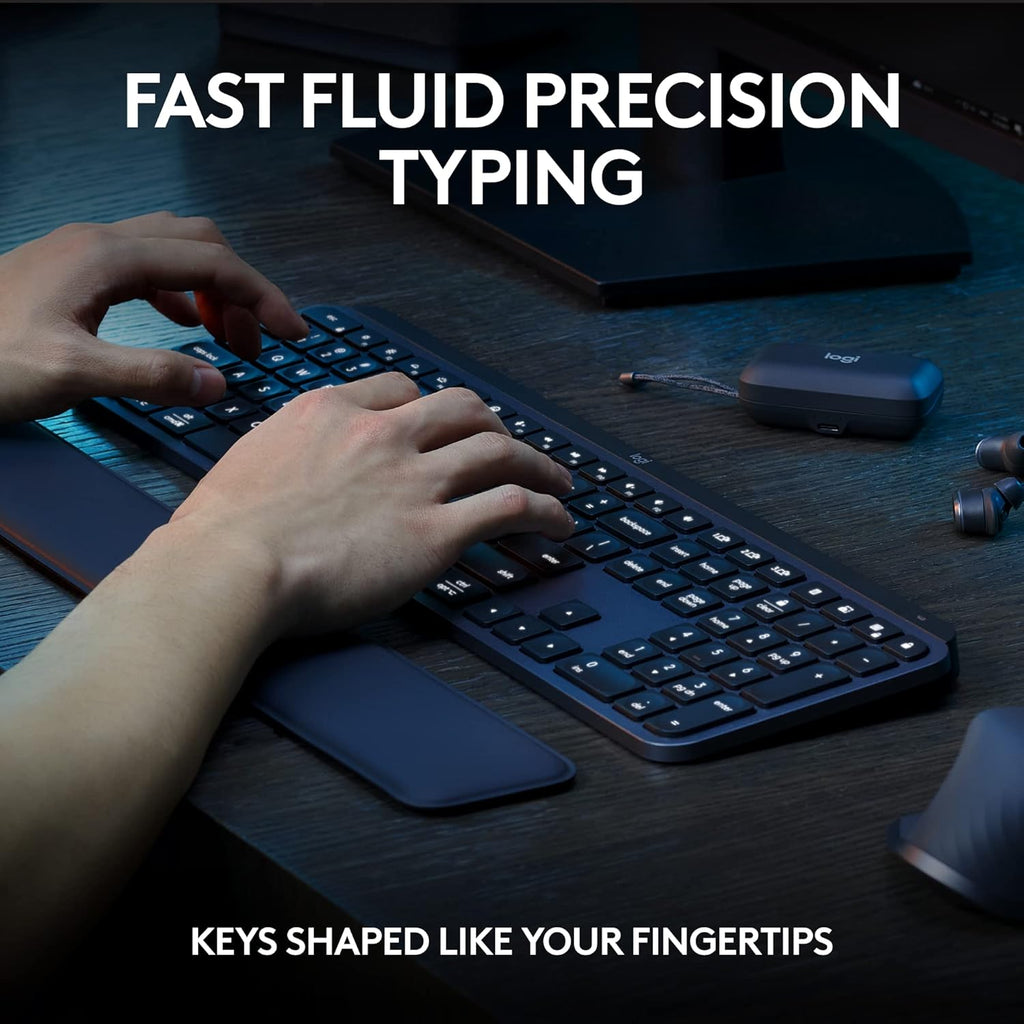 Logitech MX Keys S Combo - Performance Wireless Keyboard and Mouse with Palm Rest, Customizable Illumination, Fast Scrolling, Bluetooth, USB C, for Windows, Linux, Chrome, Mac