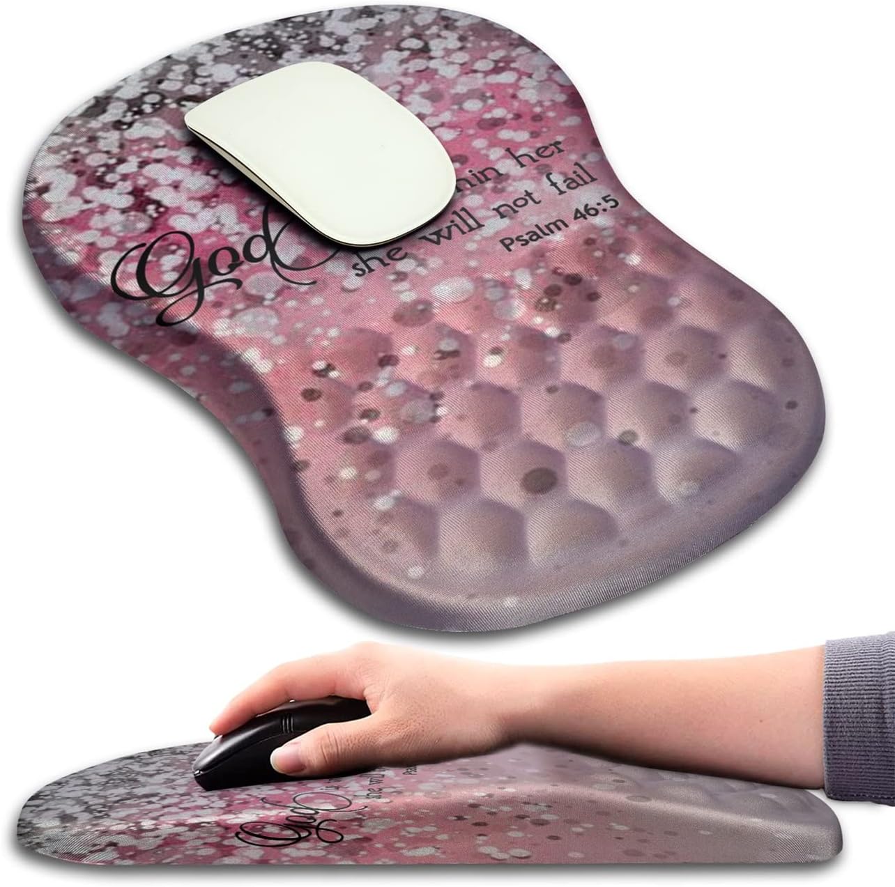 Mouse Pad Wrist Support, Ergonomic Mouse Pad with Massage Dot, Comfortable Computer Mouse Pad for Laptop, Wrist Rest Pain Relief Mousepad with Non-Slip PU Base for Office & Home, 12 x 8 in